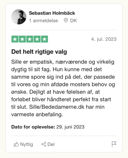 Trustpilot bededamerne bedemand bisættelse begravelse